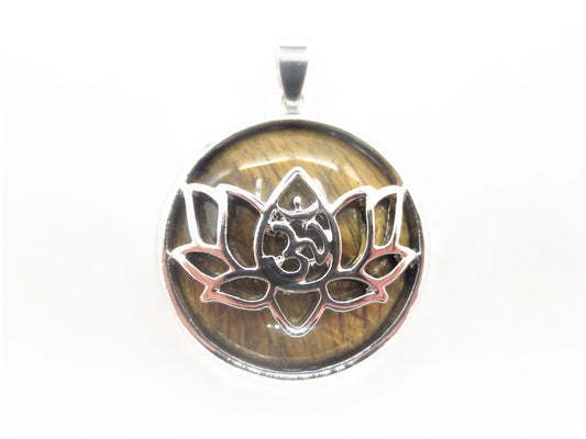 Edelstein Lotus Anhnger - Tigerauge