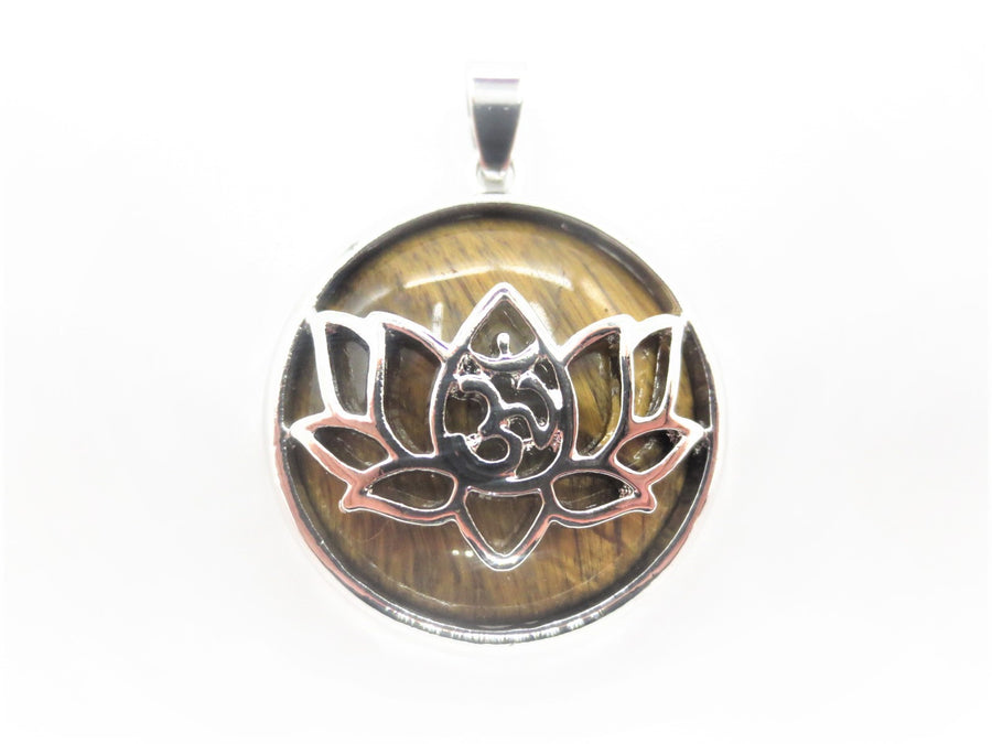 Edelstein Lotus Anhnger - Tigerauge