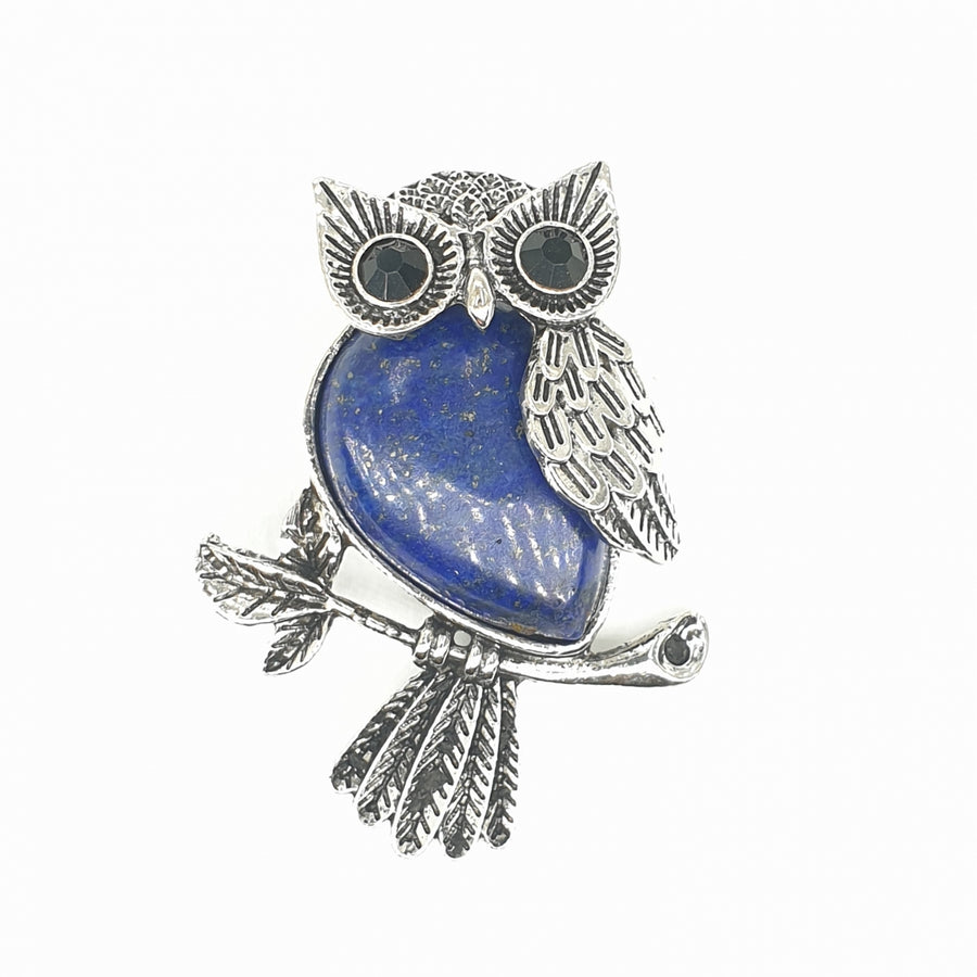Lapis Lazuli-Eulenanhänger mit Edelsteinaugen