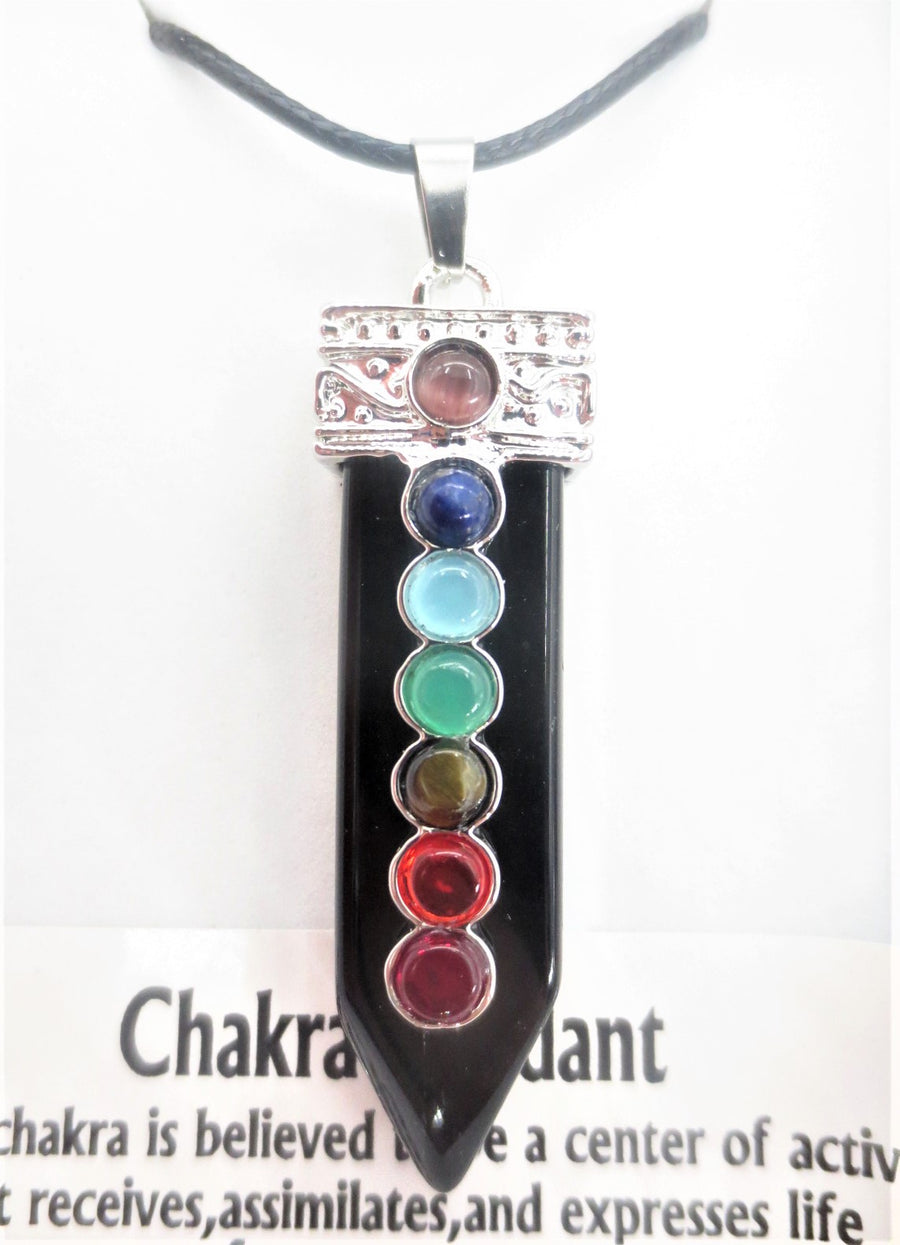 7 Chakra Edelstein Halskette Anhänger (I) - Onyx