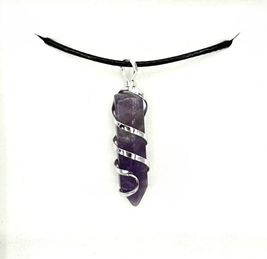 Edelstein-Anhänger-Halskette - Amethyst