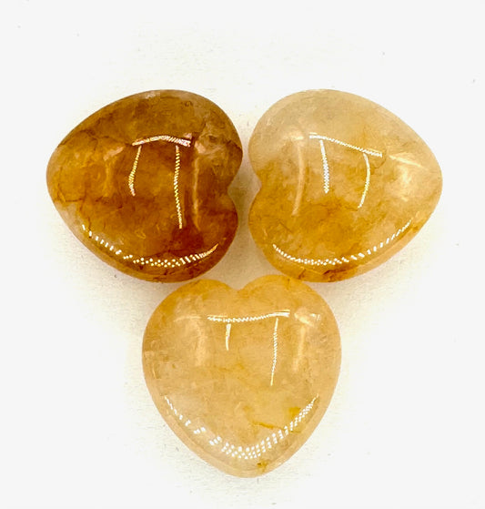 Edelsteinherz mit Geschenktüte - Golden Quartz (3 Stück)