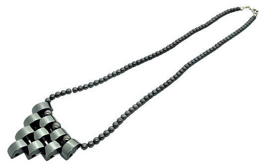 Elegante Geometrische Hämatit Perlenkette