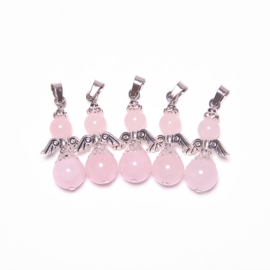 Engel Edelstein Anhnger Set (5 Stck) - Rosenquarz