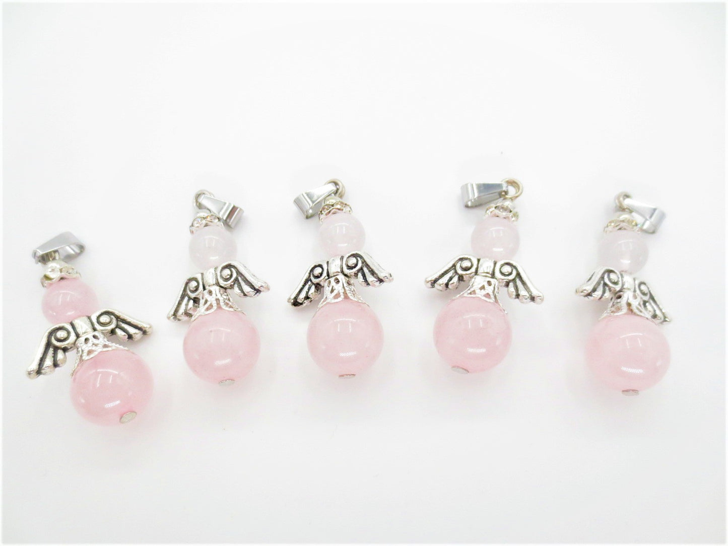 Engel Edelstein Anhänger Set (5 Stück) - Rosenquarz