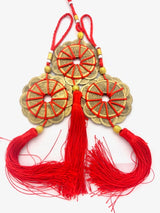 Chinesische Feng-Shui-Glücksmünzen mit roter Quaste, 3er-Set