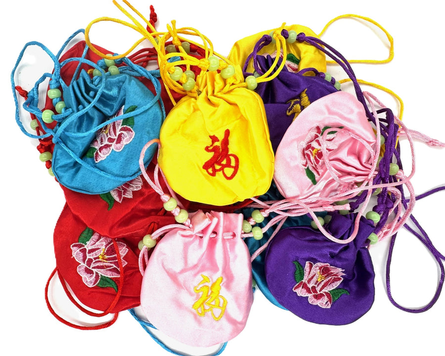 Chinesische Geschenkbeutel mit Stickerei – Set (12 Stück)