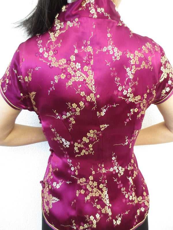 fuchsia/gold mit blute Damen Tops