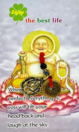 Glücksmünzen Buddha auf Lotus Schlüsselanhänger (Gold)