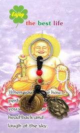 Glücksmünzen Buddha auf Lotus Schlüsselanhänger (Luxus)