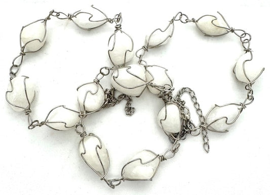 Poliertes Edelstein-Armband Drahtgewickelt – Milky Quartz