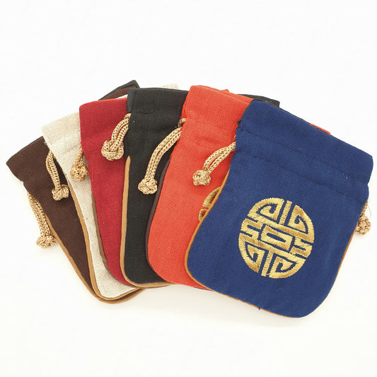 Grohandel - Leinenbeutel mit 'fu' Glückszeichen