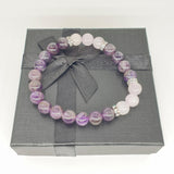 8mm Armband mit Geschenkbox - Amethyst und Diamant