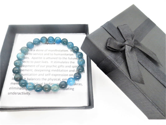 8 mm Apatit Edelsteinarmband – Geschenkbox Inklusiv