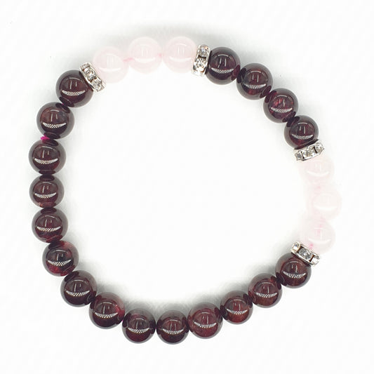 8mm Armband mit Geschenkbox - Granat und Diamant