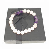 8mm Armband met Cadeaudoos - Rozenkwarts en Diamant