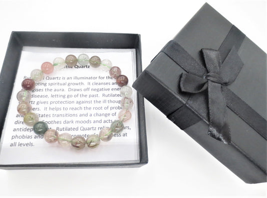 8 mm Rutilquarz Edelsteinarmband – Geschenkbox Inklusiv