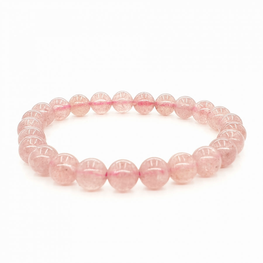 8 mm Erdbeerquarz Edelsteinarmband – Geschenkbox Inklusiv