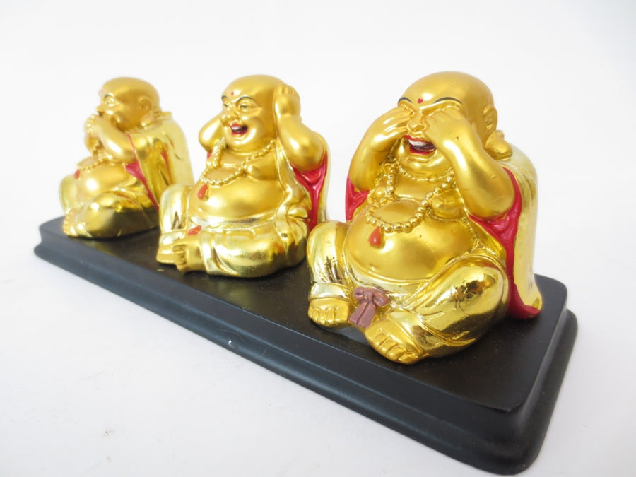 Großhandel - Happy Life Golden Buddha Set 3 - Nicht zuhören, nicht reden und schweigen