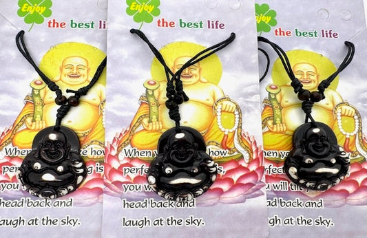 Braune Lachender Buddha Anhänger Halskette