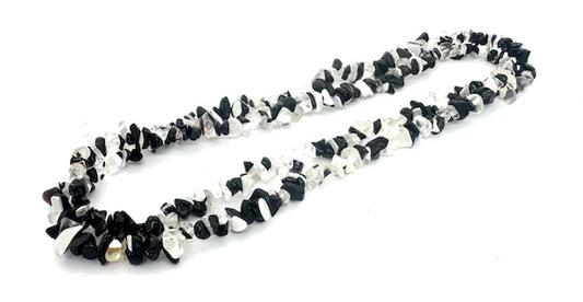 Großhandel Dünne Obsidian &amp; White Quartz-Edelstein-Chips Ketten
