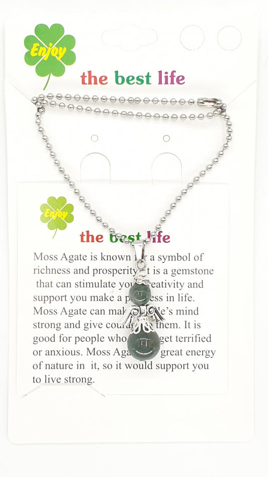 Grohandel - Engel Halskette Moss Agate