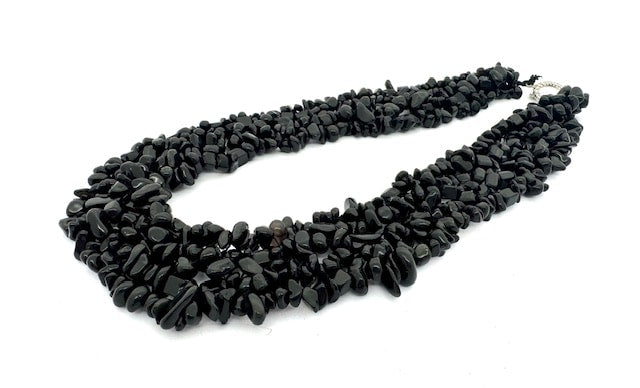 Großhandel Geclusterte Schwarz Onyx Chipstein Halskette