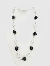 Poliertes Edelstein-Ketten Drahtgewickelt – Onyx &amp; Milky Quartz