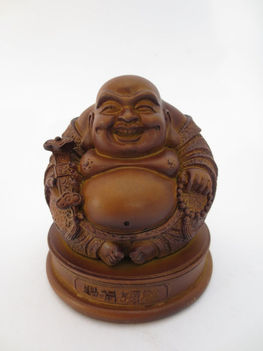 Braune Lachender-Buddha-Statue