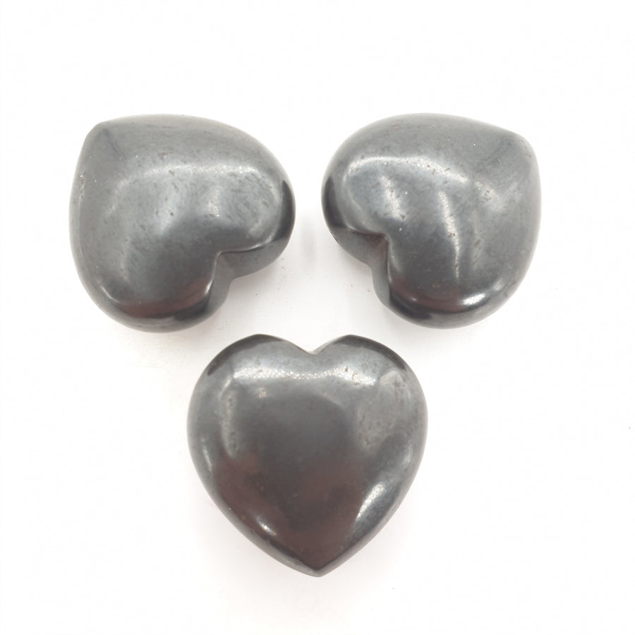 Edelstein-Herz mit Geschenktüte – Hämatit (3 Stück)