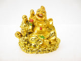 Goldene Lachender-Buddha-Statue mit Kindern