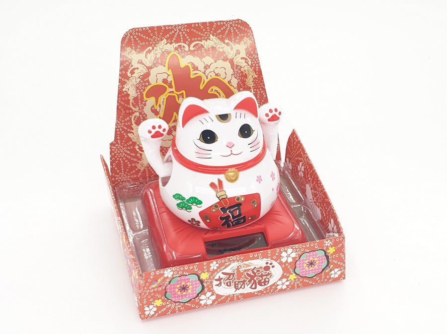 Grohandel - Lucky Cat Solar Light Wei mit 2 beweglichen Armen