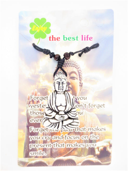 Grohandel - Weie Meditation Buddha Halskette