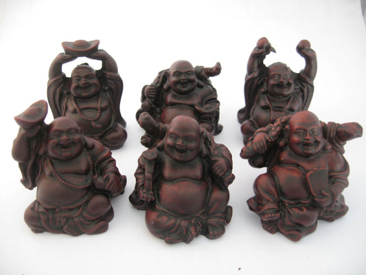 8cm Buddha-Set sitzend - Rot (6 Stück)
