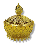 Golden Antiker Tibetisch Lotus-Räucherbrenner (Groß)