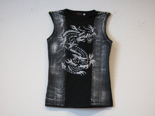 rmelloses T-Shirt mit Drachen - M