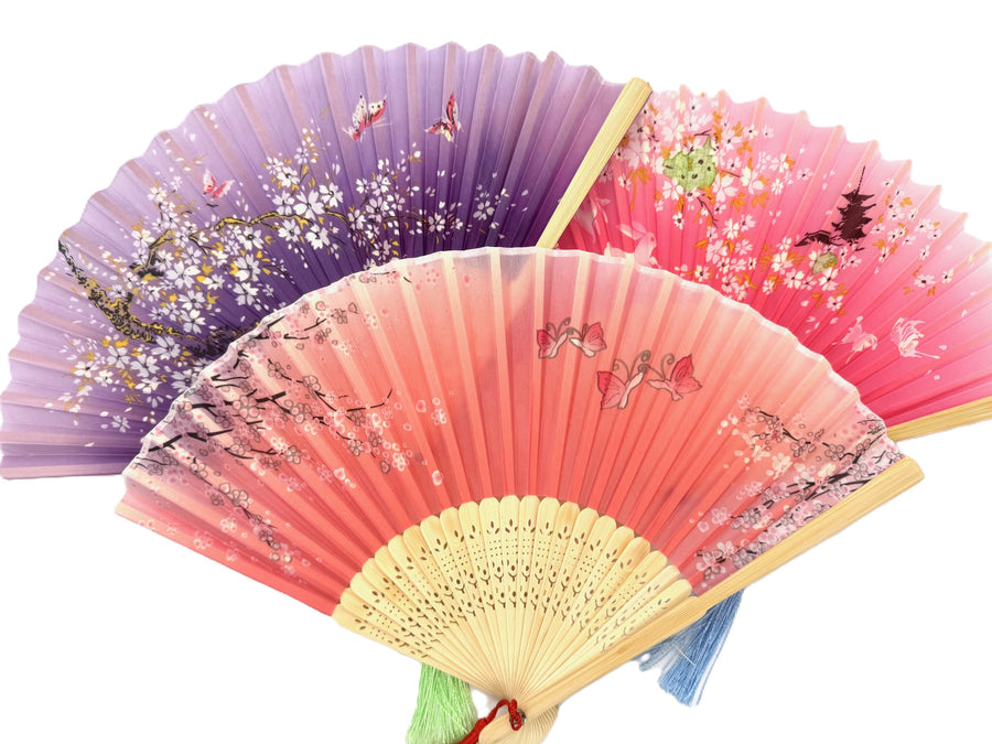 Handfächer Blumen Weiß mit Blumenmotiv (10 Stück)