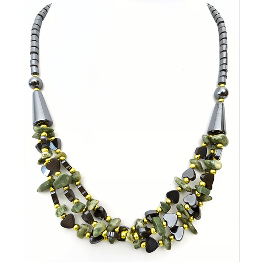Hmatit-Kette mit Herz und Howlith in wei