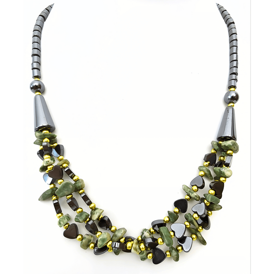 Hmatit-Kette mit Herz und Howlith in wei