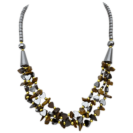 Hmatit-Kette mit Herz und Onyx