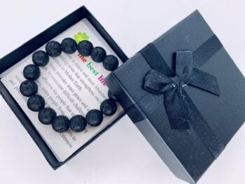 12 mm Edelsteinarmband mit Geschenkbox – Lavastein