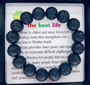 12 mm Edelsteinarmband mit Geschenkbox – Lavastein