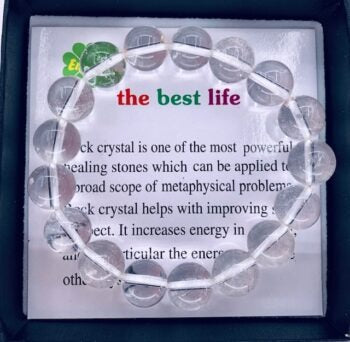 12 mm Edelsteinarmband mit Geschenkbox – Bergkristall