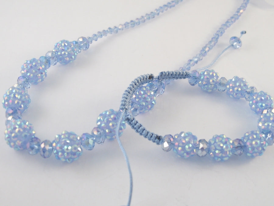 Imitation Shamballa Armband &amp; Kette Set blau