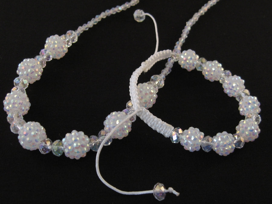 Imitation Shamballa Armband &amp; Kette Set wei
