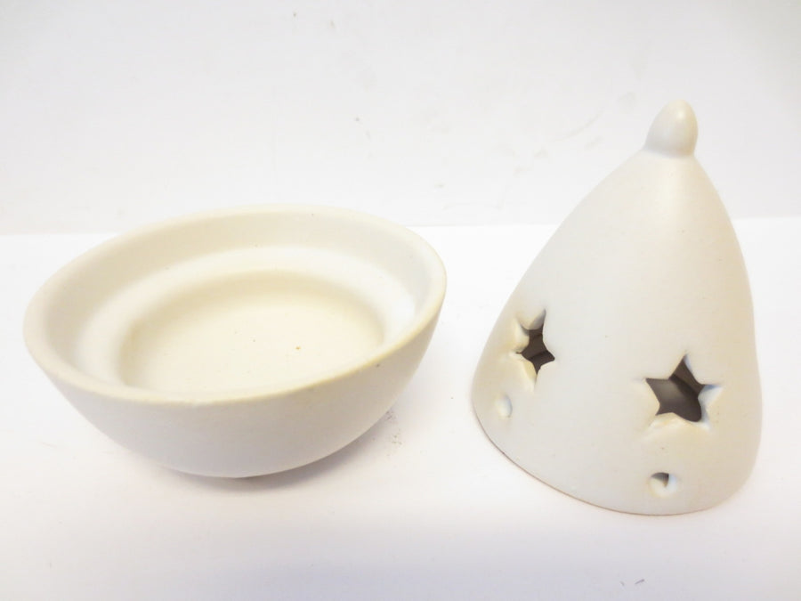 Weißer Keramik-Räucherkegelbrenner mit Stern