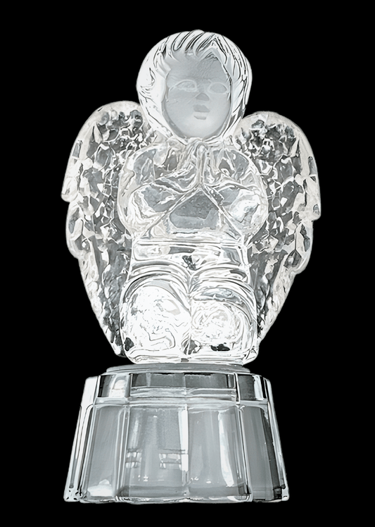 Kniender betender Engel aus Kristallglas - 10 cm