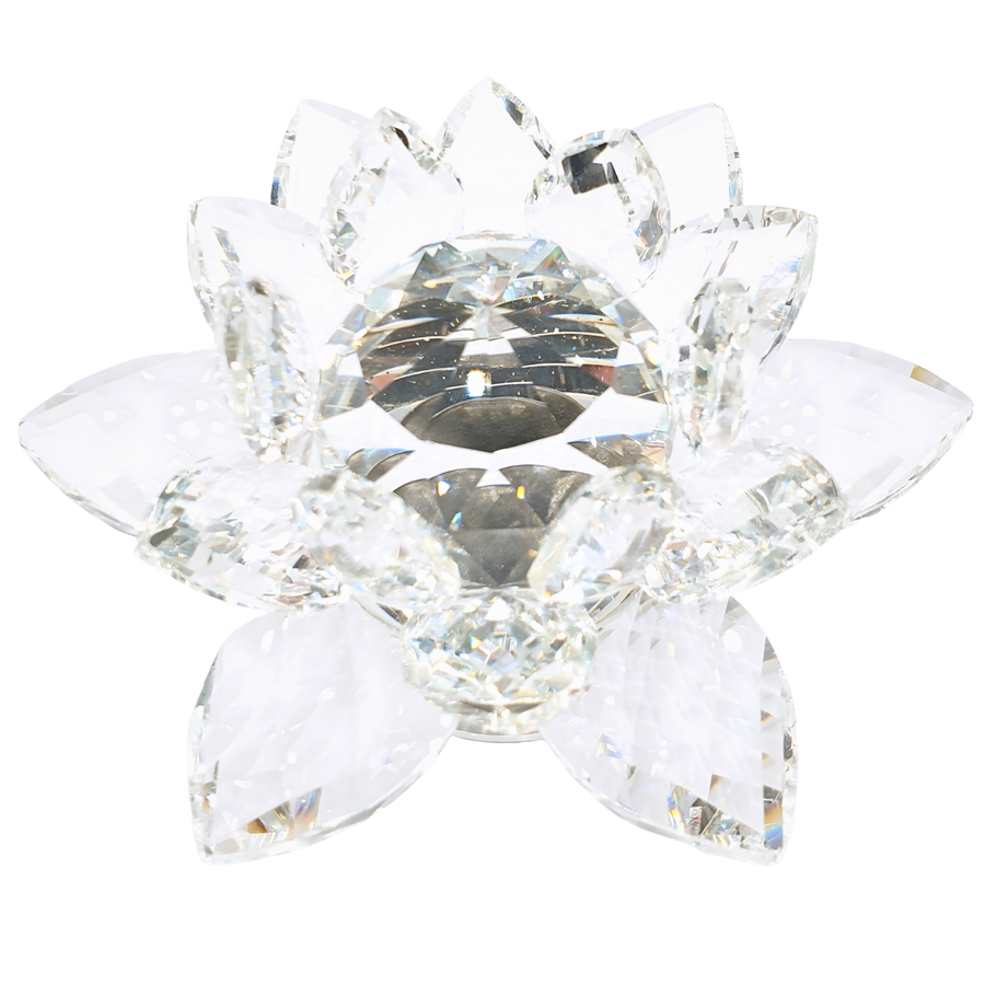 Kristal Lotus Flower Ornament auf Standaard (Extra Groot)