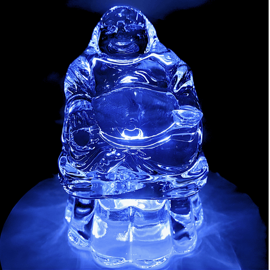 Kristallglas Chinesischer Glücks-Buddha auf Lotus – 8 cm