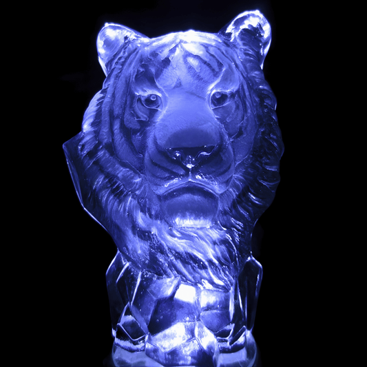 Tigerkopf-Statue aus Kristallglas – 18,5 cm